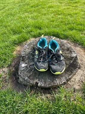 Skechers Kids Black Sneakers with Teal and Lime Accents